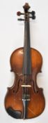 20th century two piece violin, back approximately 37.5cm and length 59cm