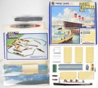 Minic 1:200 Queen Mary Ocean Terminal set and two Minic ships