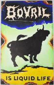 Hand decorated enamel advertising sign 'Bovril Is Liquid Life', 59 x 36cm