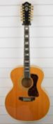 1987 Guild JF65 twelve string acoustic guitar, with maple back and sides and gold hardware, serial