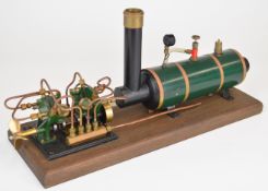 Live steam model marine plant comprising silver soldered copper boiler with cross tubes, safety