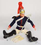 Palitoy Action Man vintage Blues and Royals action figure with flock hair, tunic, gloves, boots,