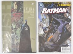 Two Jim Lee signed Batman comics by DC comprising issue #608 and Hush Vol.1 hardcover graphic novel,