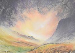 David Bellamy (1933-2019) watercolour of a likely Welsh cloudy mountainous valley, signed lower