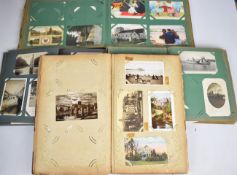 Four Edwardian albums of postcards with scenes from Hampton Court, Grande Exposition India,