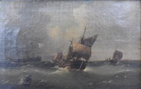 Edward King Redmore (1860-1941) oil on canvas sailing ship rounding a buoy with further ships
