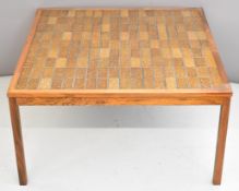 Danish rosewood mid century modern tile inset square coffee table with 'Silkeborg made in Denmark'