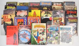 Twenty-eight Marvel and DC graphic novels to include Watchmen, Zombies, The Dark Knight Returns,