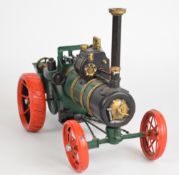 Two model engines comprising tinplate or similar traction engine and scratch built showman's engine,