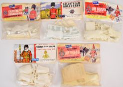 Five Airfix seven inch scale plastic model military figure kits comprising Coldstream Guardsman M1P,