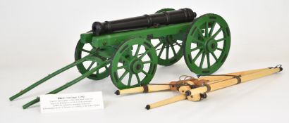 Prize winning exhibition quality model of horse drawn four wheel block carriage for carrying a gun
