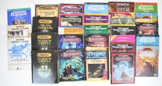 Twenty-eight vintage Dungeons & Dragons roleplaying rule books, supplements and accessories to