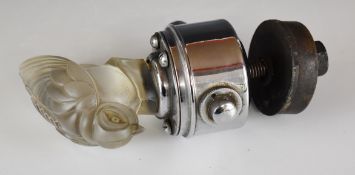 Sabino glass car mascot formed as a bird, with light base marked CAV and with knob to change colour,