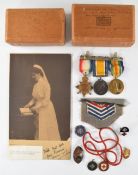 British WW1 nurse's medal trio comprising 1914/1915 Star, War Medal and Victory Medal named to