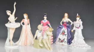 Royal Doulton, Coalport and Royal Worcester figures including Margot Fonteyn, Caroline, Eugenie,