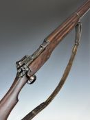 Winchester P17 .30-06 military bolt-action rifle with adjustable pop-up ladder sights, leather