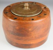 WW1 trench art storage jar or similar made from an aeroplane propeller boss and brass shell cases,