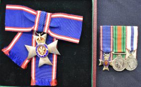 Royal Victorian Order number L177, in fitted box with miniatures, RVO, Defence Medal and Silver