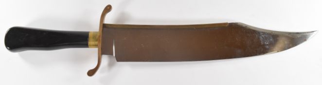 'Bowie' knife with wooden handle and brass crosspiece stamped J B and star, blade length 36cm PLEASE