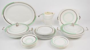 Shelley Art Deco dinner and teaware decorated in the 12133 pattern including two twin handled