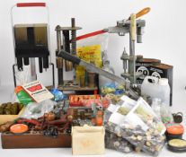 A collection of shotgun cartridge re-loading equipment, tools and accessories including Lee Load-All