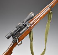 Winchester P14 .303 military bolt-action rifle with canvas sling, brass plate and military