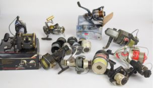 Fixed spool fishing reels including Ryobi, Shimona, Herculy, Ninja, Abu, Cardinal, Daiwa, Sealine