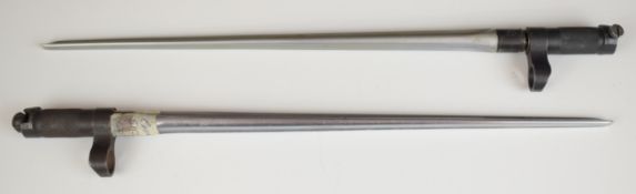 Two Chinese Type 53 bayonets with triangular 30cm blades PLEASE NOTE:- Before bidding please