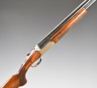 Sabatti 12 bore over under ejector shotgun with engraved lock, underside, top plate, trigger guard