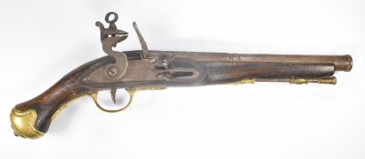 Flintlock pistol with lock stamped Brander & Potts London, brass trigger guard and butt plate, brass