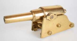 Bronze desk cannon with 8.25 inch multi-stage barrel, on bronze base.