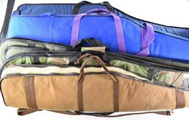 Five various padded shotgun or rifle slips including HPS and one with camouflage finish.