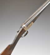 E J Churchill XXV 12 bore side by side ejector shotgun with named and engraved locks, engraved