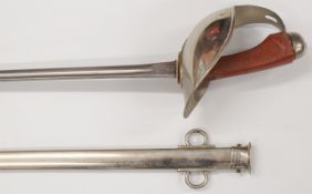 British 1908 pattern Cavalry sword with later 1912 securing pin through the blade, solid bowl guard,