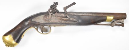 Flintlock pistol with lock stamped 'Tower' and with crown over 'GR' cypher, brass trigger guard