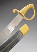 French brass hilt short sword / briquet with 56cm curved blade and scabbard PLEASE NOTE:- Before