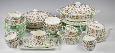 Minton eight place setting dinner and tea service, decorated in the Haddon Hall pattern,