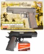 KWC M45 A1 .177 CO2 air pistol with chequered grips and 21 shot magazine, serial number 48016179, in