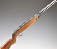 Webley Mark 3 .22 under-lever air rifle with plaque inset to the stock, semi-pistol grip and
