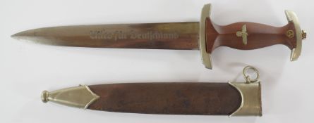 German WW2 Nazi Third Reich SA dagger with letter H to inside of pommel, 8 to crosspiece, a 22cm