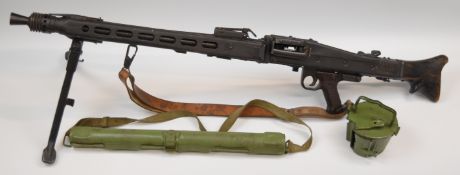 Deactivated Yugoslavian MG53 7.92mm light machine gun with frame stamped '7.9 M 53 R-54392' and with