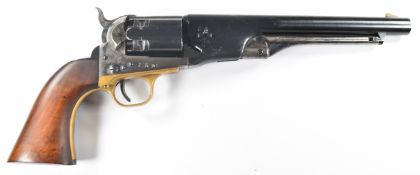 Uberti Police .44 six shot single action percussion revolver with brass trigger guard, wooden