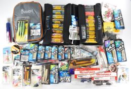 A large quantity of new fishing lures, soft plastics, accessories, saltwater flies, full Calcutta