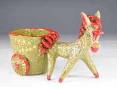 Bitossi mid century modern donkey with cart, height 12cm