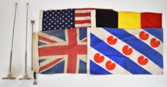 Pair of table flag holders inscribed 'With grateful recognition 'Britannia' Troop Transports Hull to