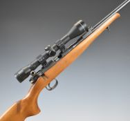 CZ 452-2E ZKM .22 bolt-action rifle with semi-pistol grip, sling mounts, Webley 4x40 scope and 24.