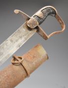 British 1796 pattern Light Cavalry Trooper's sword with leather covered wooden grip and 82cm flat