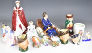 Royal Doulton and Royal Worcester figures, jugs and birds including 'China', Wood and Sons RNLI