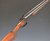 Deactivated Baikal 12 bore side by side shotgun with heavy engraving of rabbits and birds to the