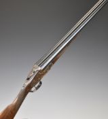 Gold Sabel 12 bore self-opening sidelock side by side ejector shotgun with fine rose and scroll